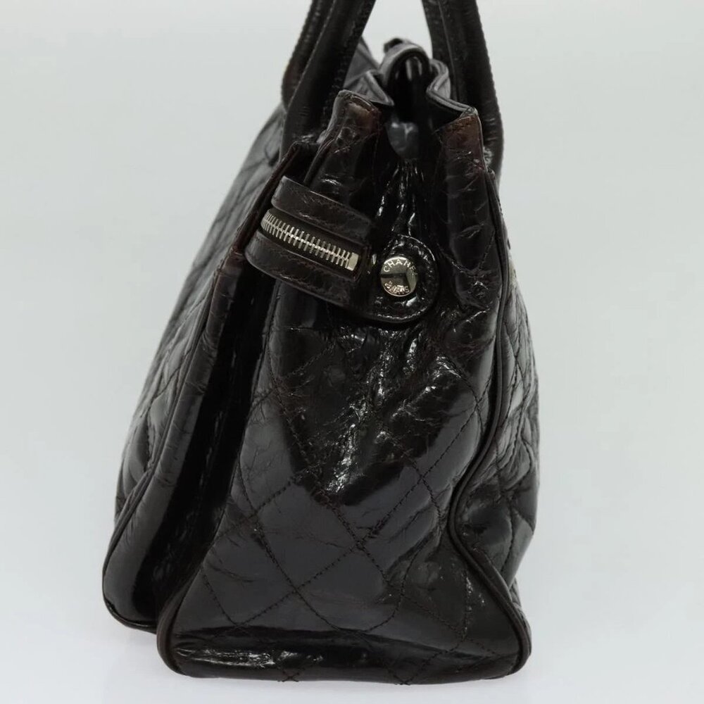 CHANEL Matelasse COCO Mark Hand Bag Patent leather Dark Brown - Picture 4 of 16